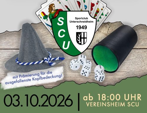 Spiele- & Kappenabend am 03.10.2026 im Vereinsheim des SCU